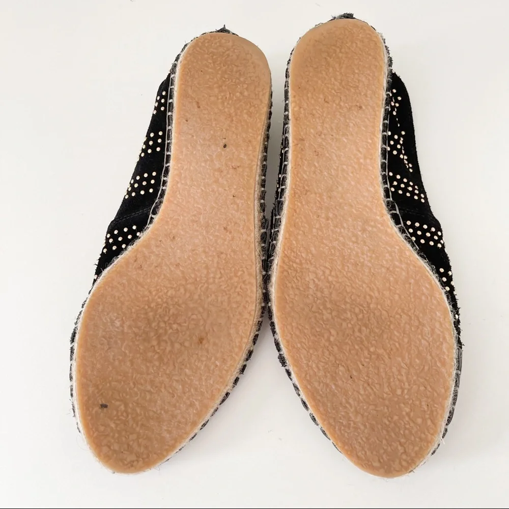Loeffler Randall Mara Studded Suede Espadrille Flat | Black